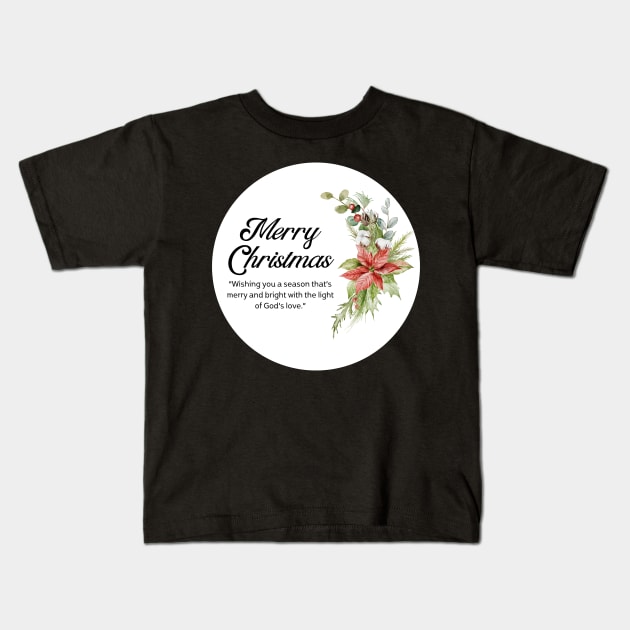 Merry Christmas Round Sticker 29 Kids T-Shirt by LD-LailaDesign